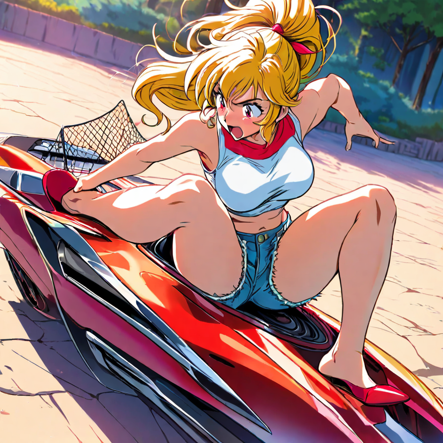 Anime Girl in a Red Sports Car