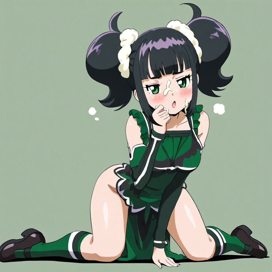 Green Dress Anime Facial
