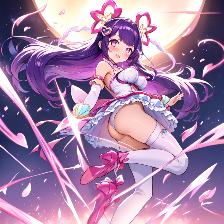 Anime Girl in a White and Pink Magical Outfit