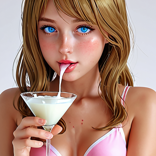 Digital Illustration of a Blonde Woman with a Creamy Drink
