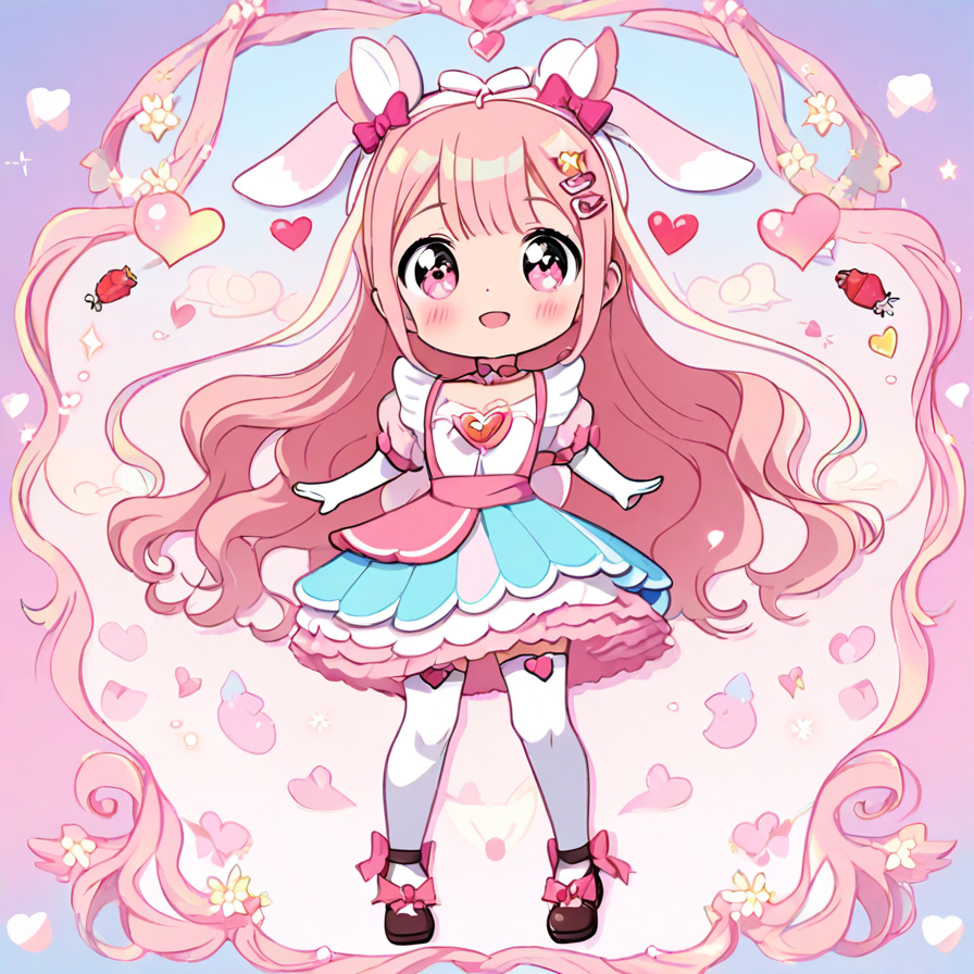 Cute Anime Girl with Pink Hair and Bunny Ears