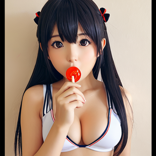 Anime-Style Girl with Red Lollipop
