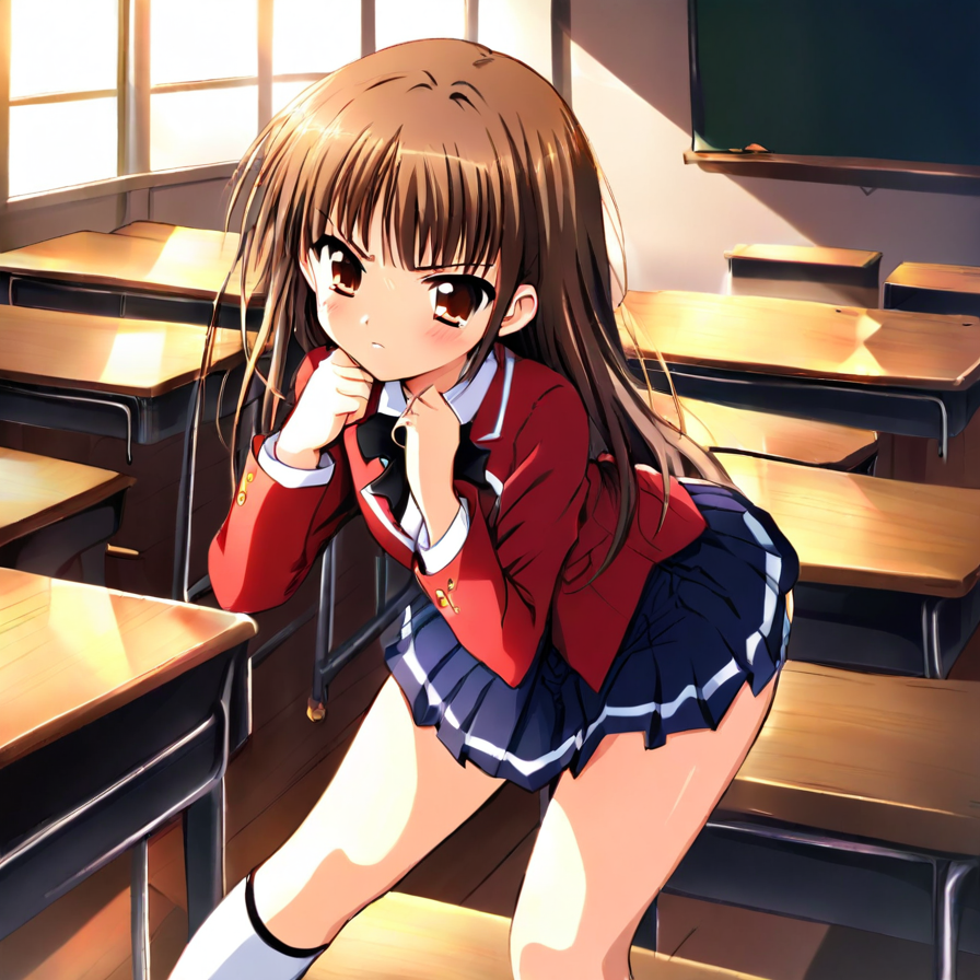 Anime Girl in School Uniform in a Classroom