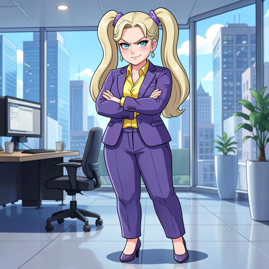 Confident Businesswoman in Purple Suit
