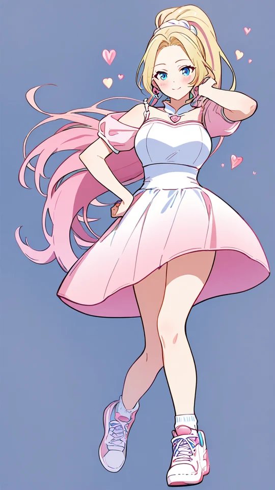 Anime Woman in Pink and White Pop Princess Outfit