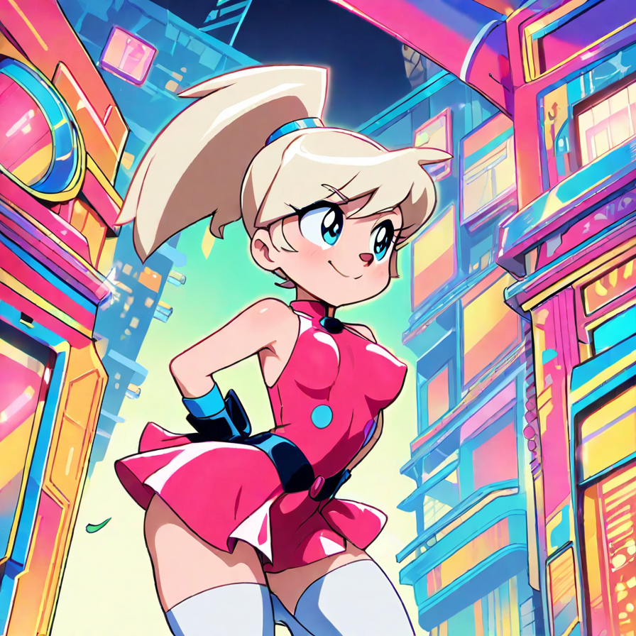 Anime Girl in a Vibrant Futuristic City