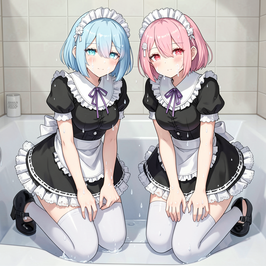 Maids wet after a shower