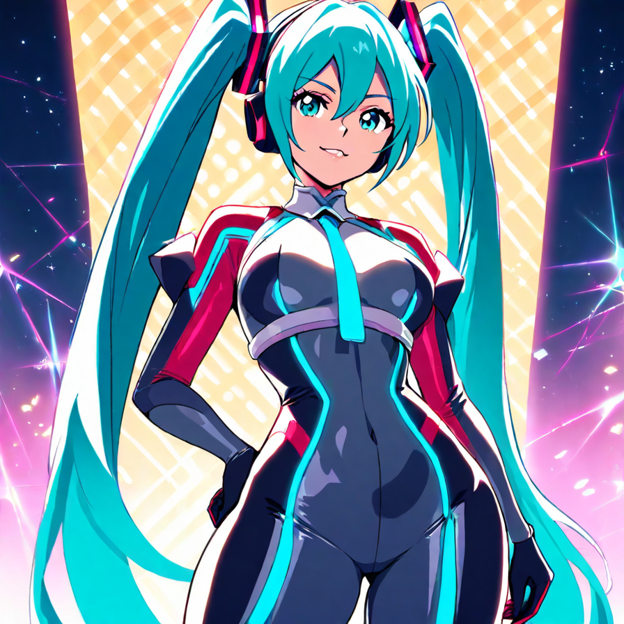 Anime Girl in Futuristic Bodysuit with Cyan Twin-Tails