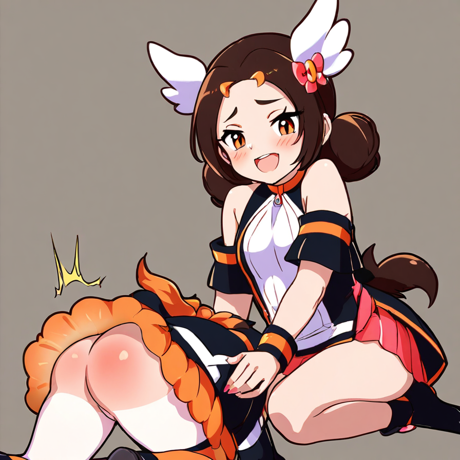 Anime Girl in Orange and Black Outfit
