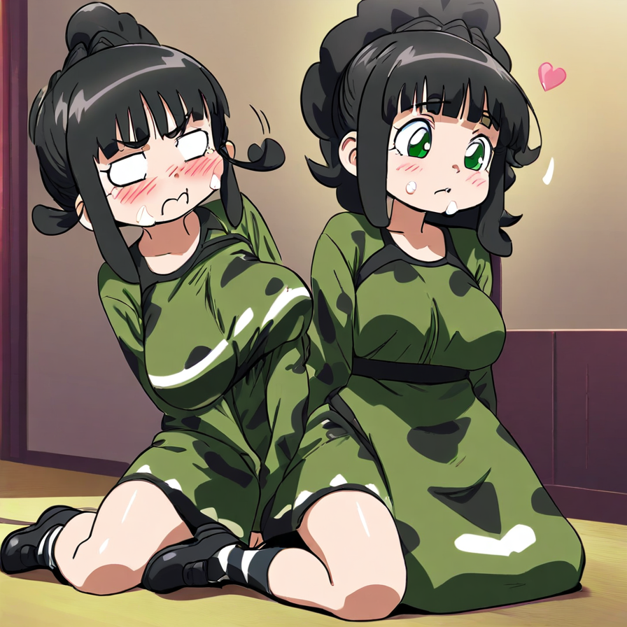 Two Anime Girls in Camouflage Outfits