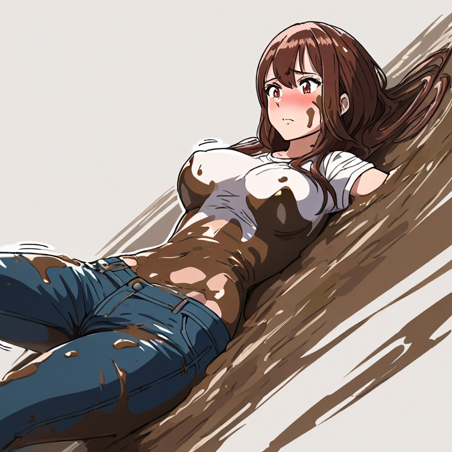 Anime Girl Covered in Mud