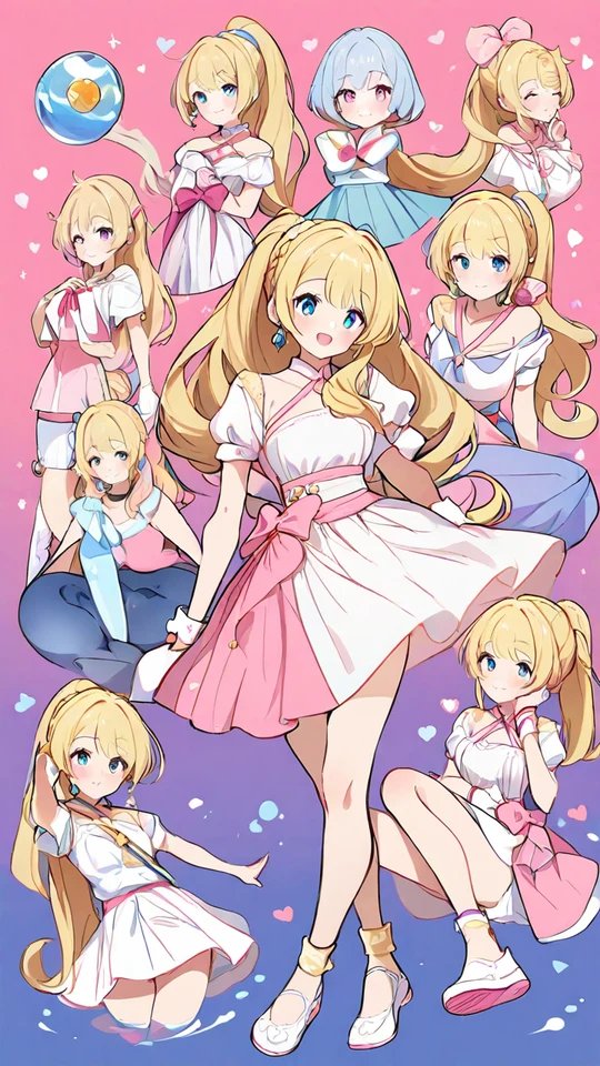 Anime Girl in Pink and White Outfits
