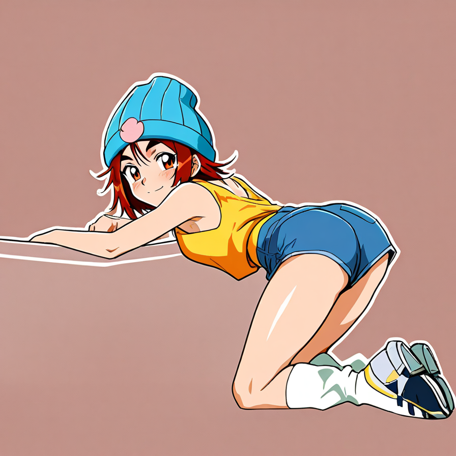 Bent over