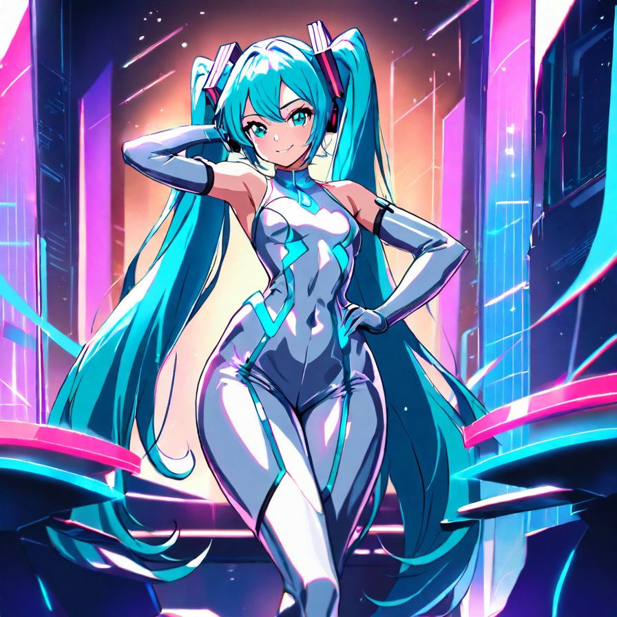 Cyberpunk Anime Girl in Futuristic Bodysuit