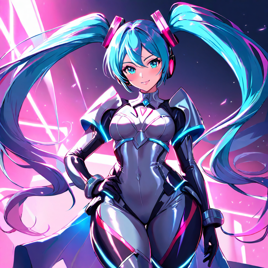 Cybernetic Anime Girl with Blue Twin-Tails