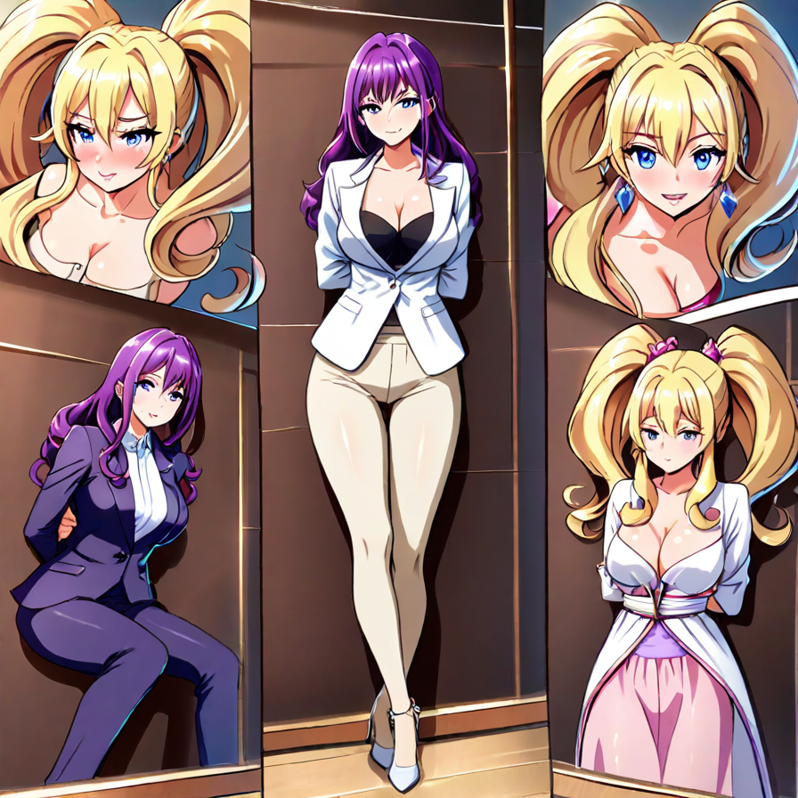 Anime Style Character Study of Two Women in Professional and Elegant Attire