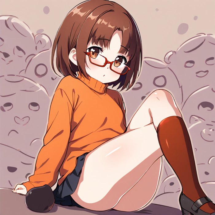 Orange Sweater Girl with Glasses